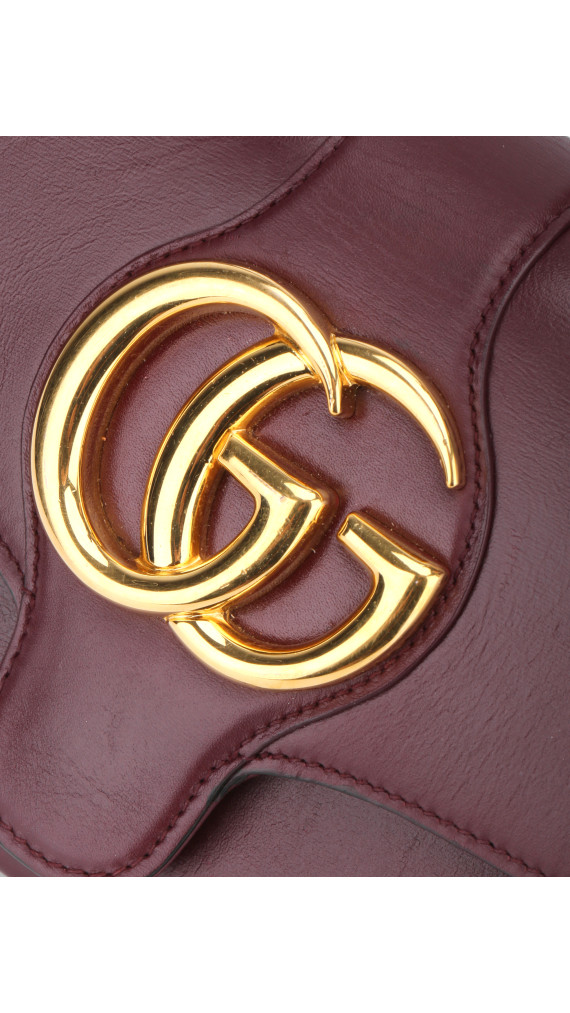 Gucci GG Marmont Skulderveske i Bordeaux Skinn