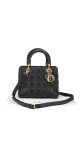 Lady Dior Medium Bag i Sort Lammeskinn med Gull-detaljer