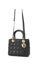 Lady Dior Medium Bag i Sort Lammeskinn med Gull-detaljer