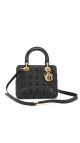 Lady Dior Medium Bag i Sort Lammeskinn med Gull-detaljer