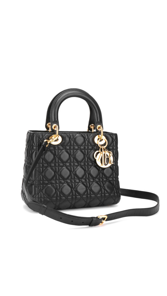 Lady Dior Medium Bag i Sort Lammeskinn med Gull-detaljer