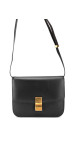 Celine Classic Box Bag i svart kalveskinn med gullspenne