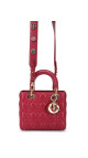 Lady Dior Medium Bag i rødt lammeskinn