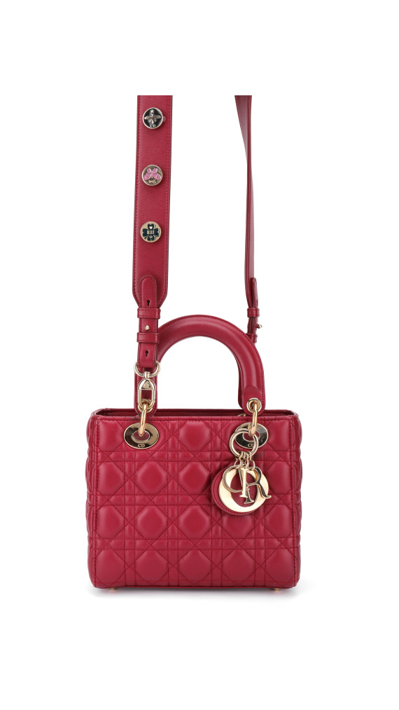 Lady Dior Medium Bag i rødt lammeskinn