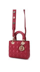 Lady Dior Hand Bag size small i mørkerødt lammeskinn