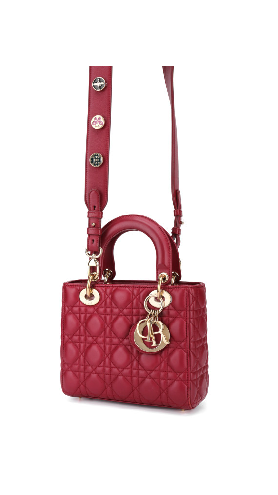 Lady Dior Medium Bag i rødt lammeskinn