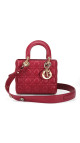 Lady Dior Hand Bag size small i mørkerødt lammeskinn