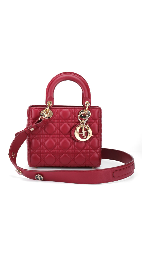 Lady Dior Medium Bag i rødt lammeskinn