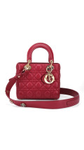 Lady Dior Medium Bag i rødt lammeskinn