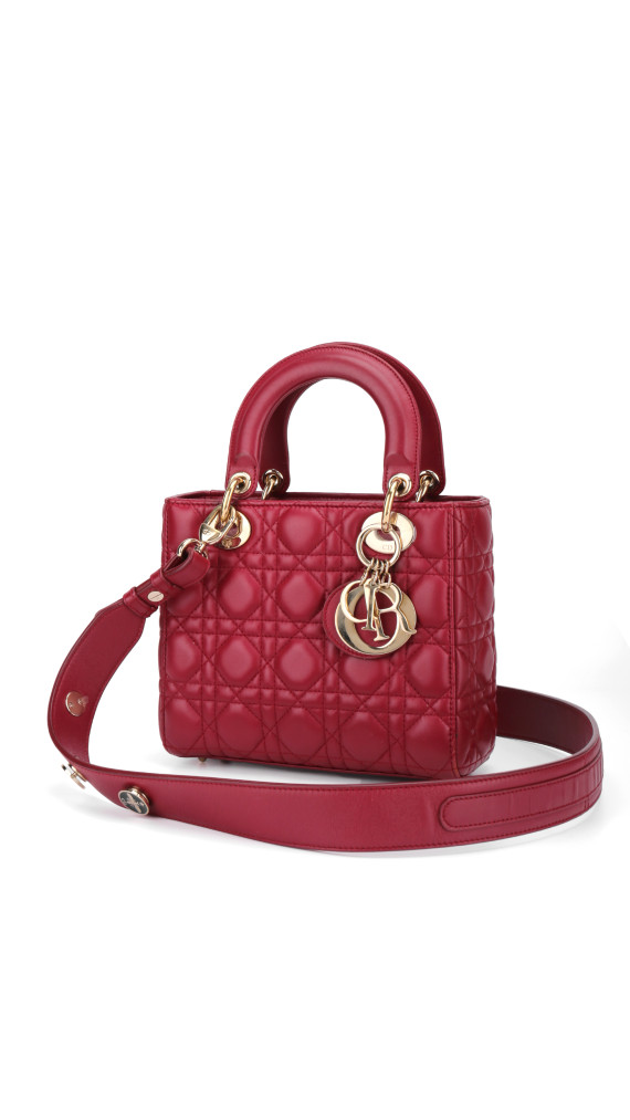Lady Dior Medium Bag i rødt lammeskinn