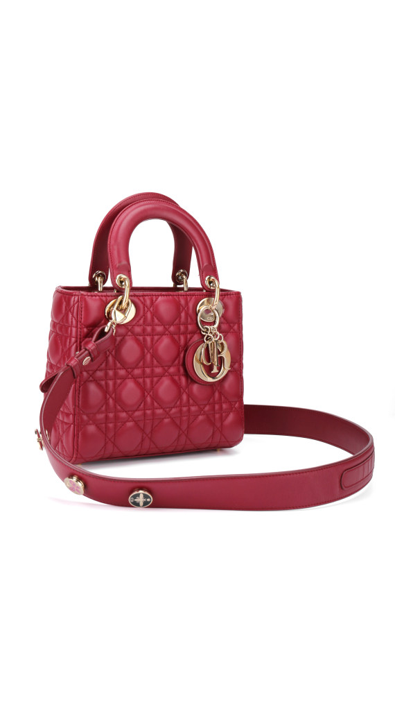Lady Dior Medium Bag i rødt lammeskinn
