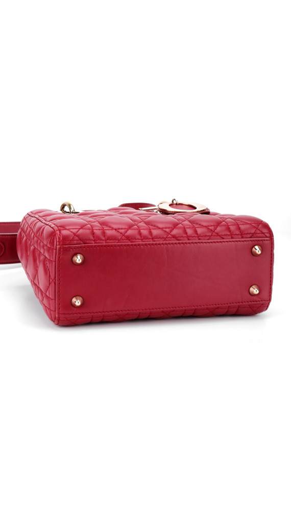 Lady Dior Medium Bag i rødt lammeskinn