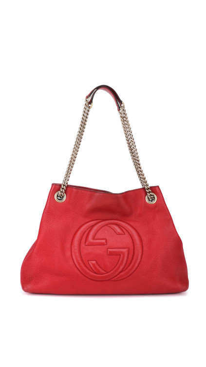 Gucci Soho Tote Bag i rødt skinn