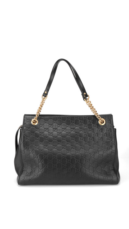 Gucci Tote i Gucci Signature skinn med elegante kjedehåndtak