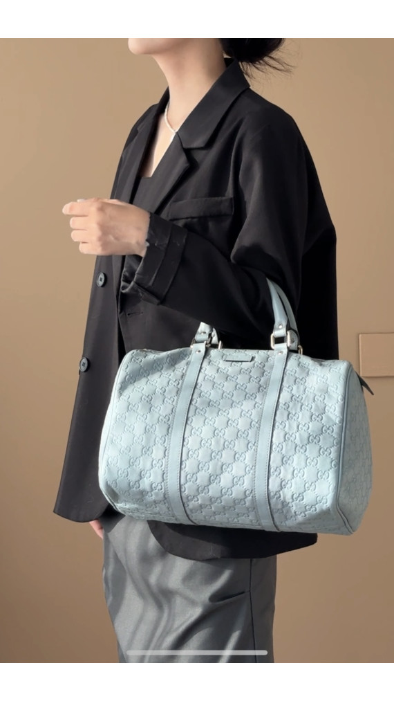 Gucci Boston Bag i monogram canvas – Lyseblå