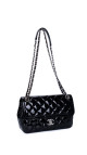 Chanel Classic Mini Flap Shoulder Bag I Sort Patent Skinn