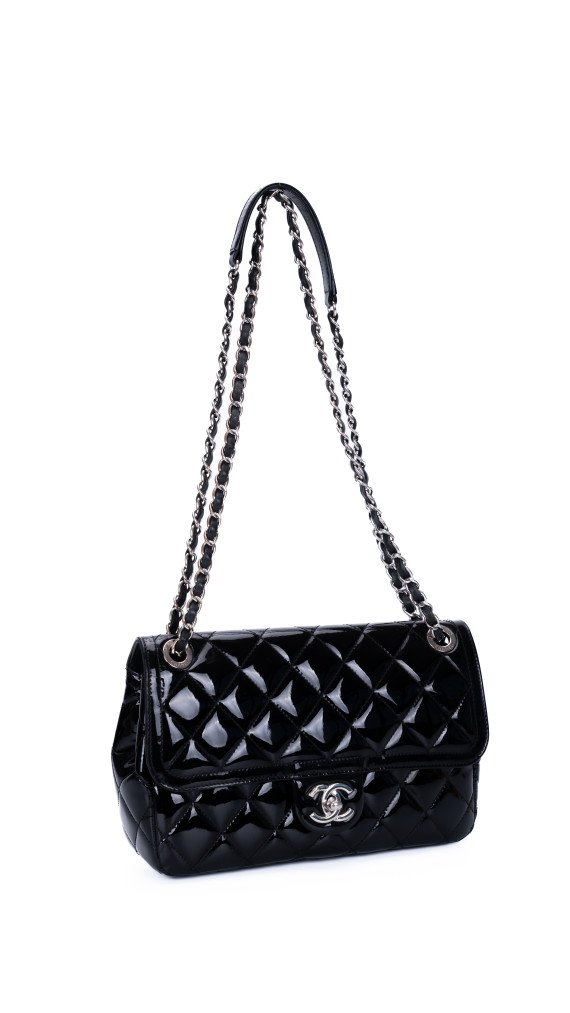 Chanel Classic Mini Flap Shoulder Bag I Sort Patent Skinn