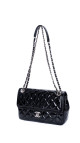 Chanel Classic Mini Flap Shoulder Bag I Sort Patent Skinn