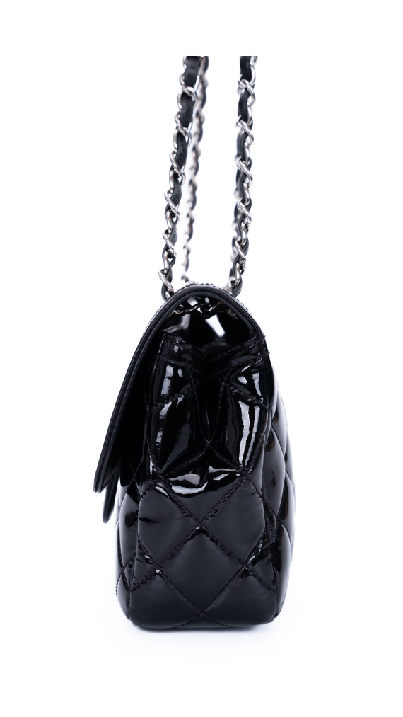 Chanel Classic Mini Flap Shoulder Bag I Sort Patent Skinn