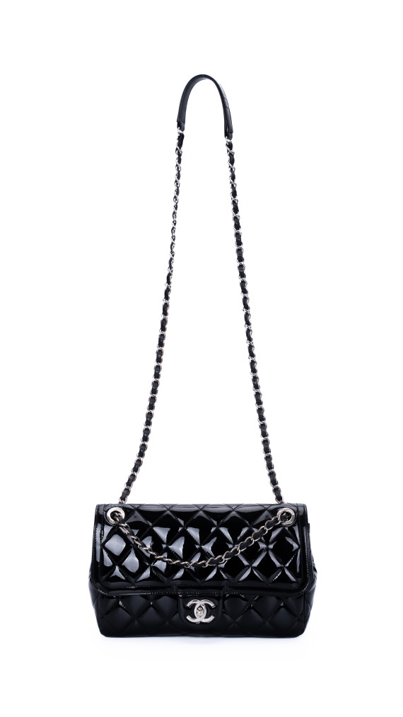 Chanel Classic Mini Flap Shoulder Bag I Sort Patent Skinn