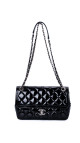 Chanel Classic Mini Flap Shoulder Bag I Sort Patent Skinn