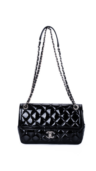 Chanel Classic Mini Flap Shoulder Bag I Sort Patent Skinn
