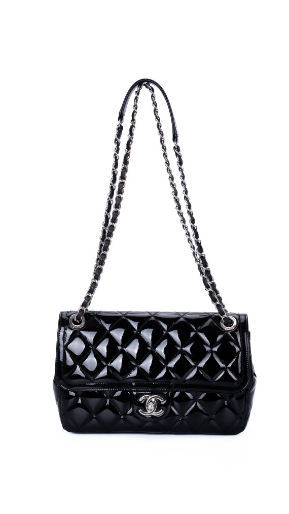Chanel Classic Mini Flap Shoulder Bag I Sort Patent Skinn