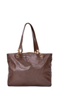 Vintage Chanel Tote Bag med CC logo i brun skinn