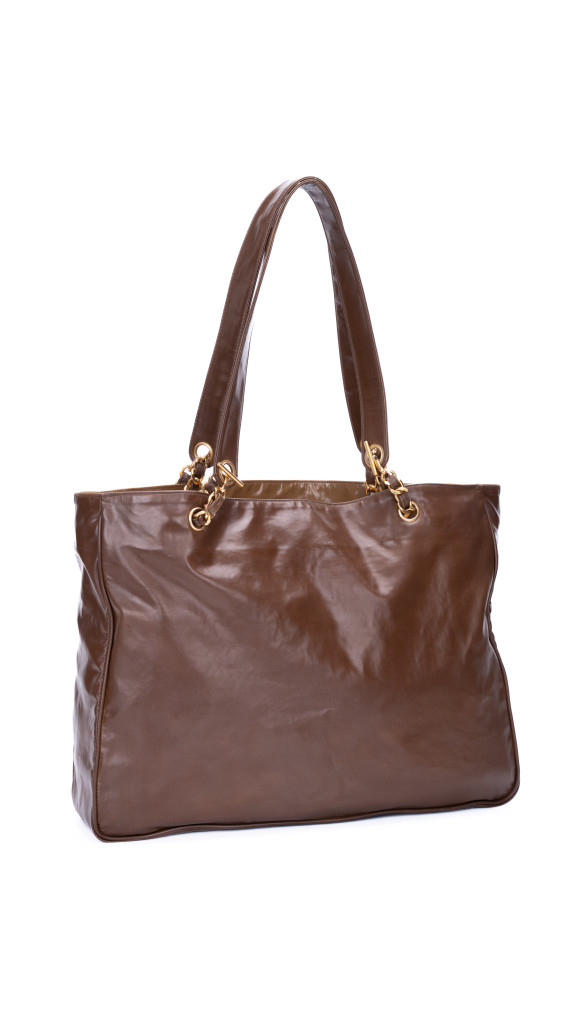 Vintage Chanel Tote Bag med CC logo i brun skinn