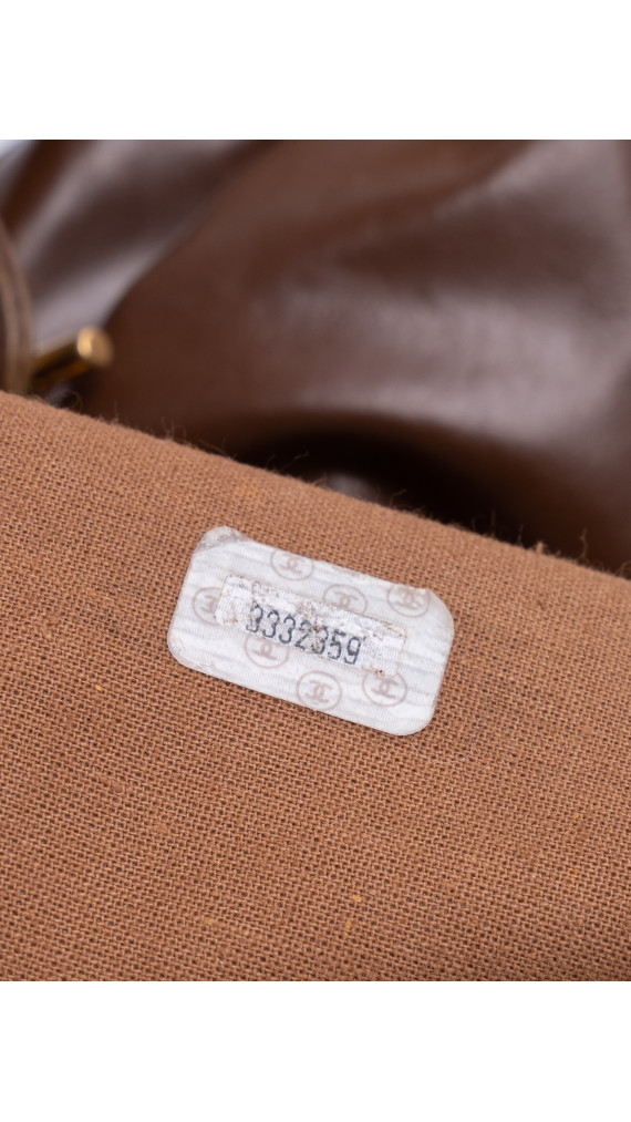 Vintage Chanel Tote Bag med CC logo i brun skinn