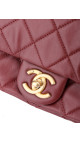 Chanel Single Flap Shoulder Bag with Pearl i Burgunder