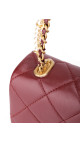 Chanel Single Flap Shoulder Bag with Pearl i Burgunder