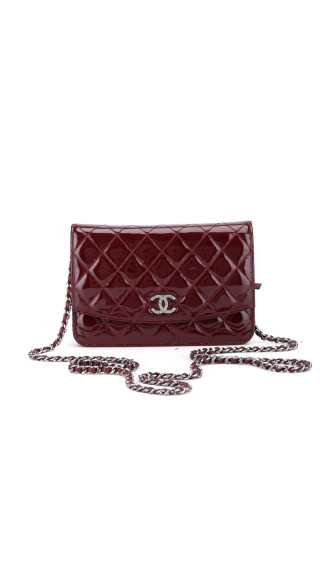 Chanel Wallet On Chain Burgunder i Patent