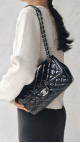 Chanel Classic Mini Flap Shoulder Bag I Sort Patent Skinn
