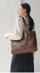 Vintage Chanel Tote Bag med CC logo i brun skinn
