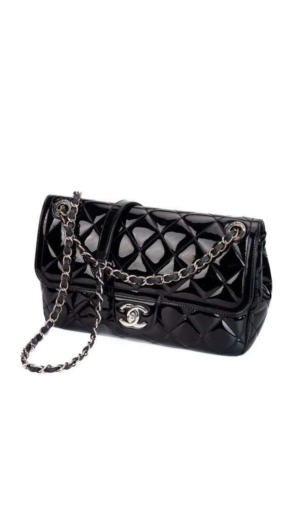 Chanel Classic Mini Flap Shoulder Bag I Sort Patent Skinn