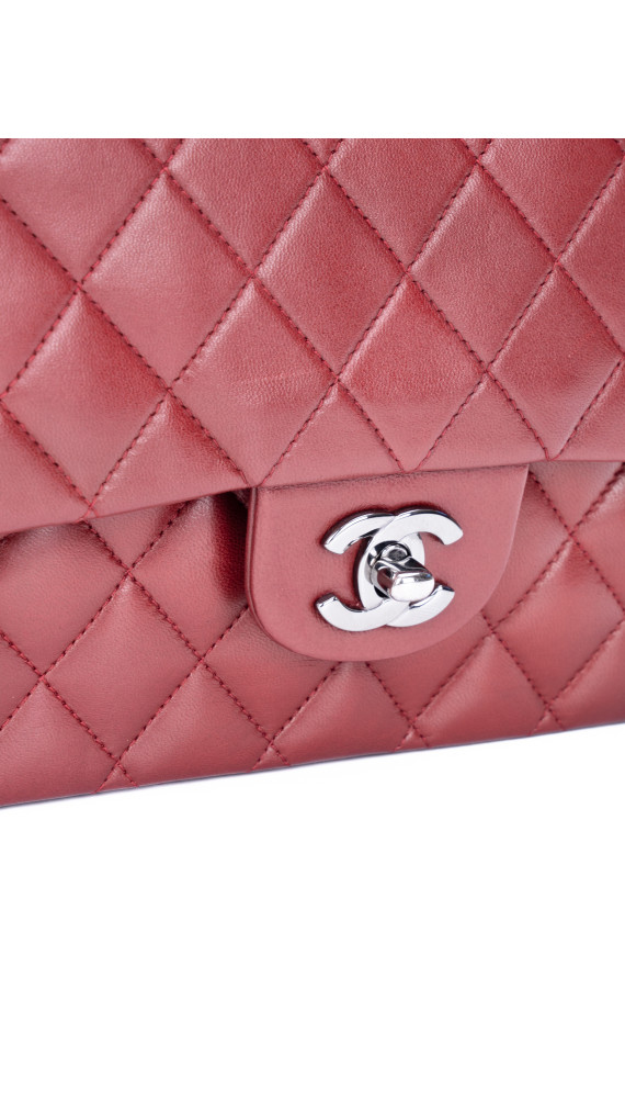 Chanel Classic Double Flap Bag I Burgunder Lammeskinn
