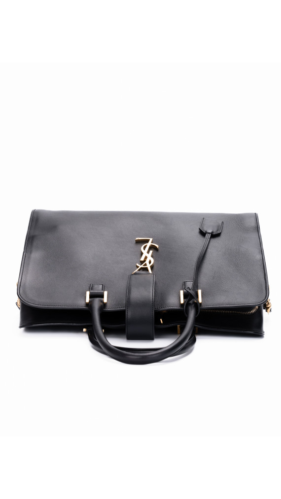 YSL Saint Laurent Cabas Bag Size Medium i svart skinn