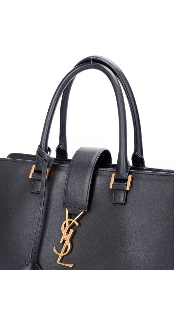 YSL Saint Laurent Cabas Bag Size Medium i svart skinn