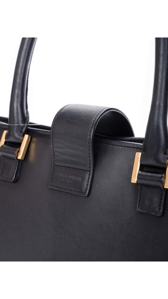 YSL Saint Laurent Cabas Bag Size Medium i svart skinn