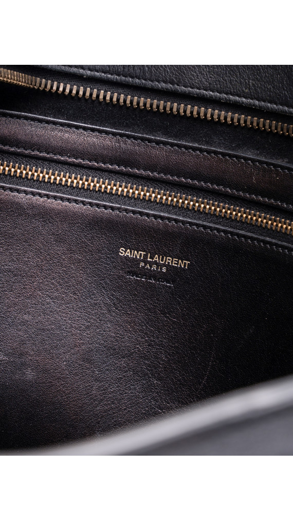 YSL Saint Laurent Cabas Bag Size Medium i svart skinn