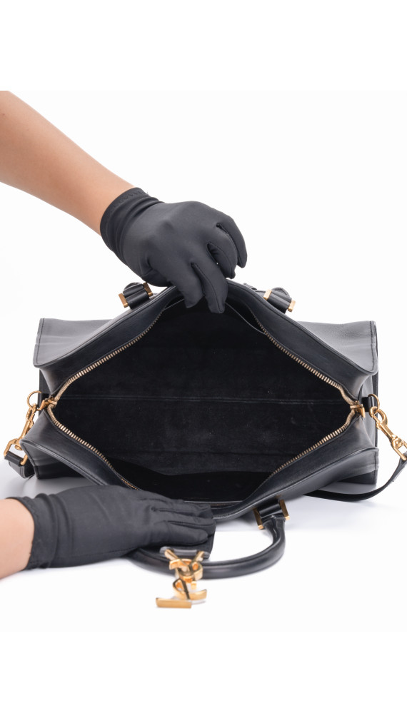 YSL Saint Laurent Cabas Bag Size Medium i svart skinn