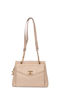 Chanel Vintage Caviar Leather Tote i beige med gull hardware