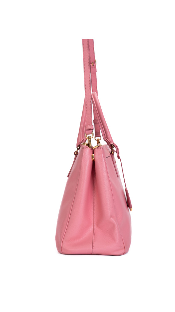 Prada Saffiano Lux Tote Bag i rosa skinn
