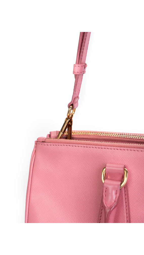 Prada Saffiano Lux Tote Bag i rosa skinn