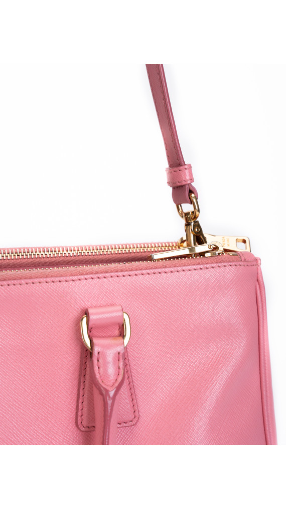 Prada Saffiano Lux Tote Bag i rosa skinn