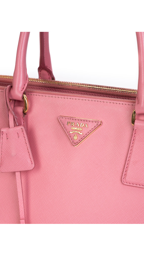 Prada Saffiano Lux Tote Bag i rosa skinn