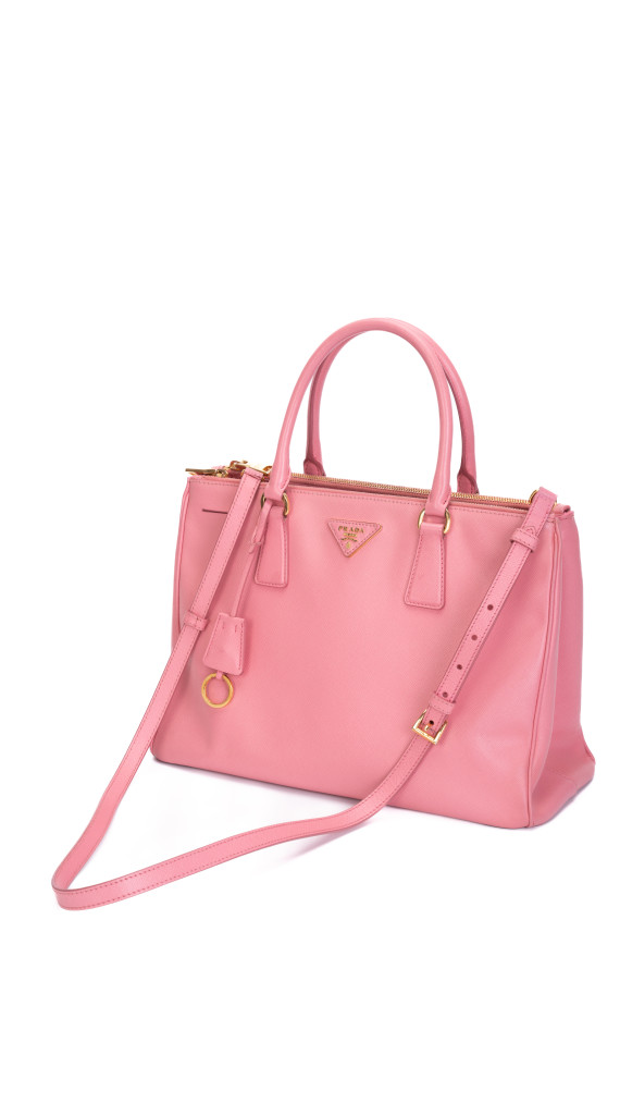 Prada Saffiano Lux Tote Bag i rosa skinn