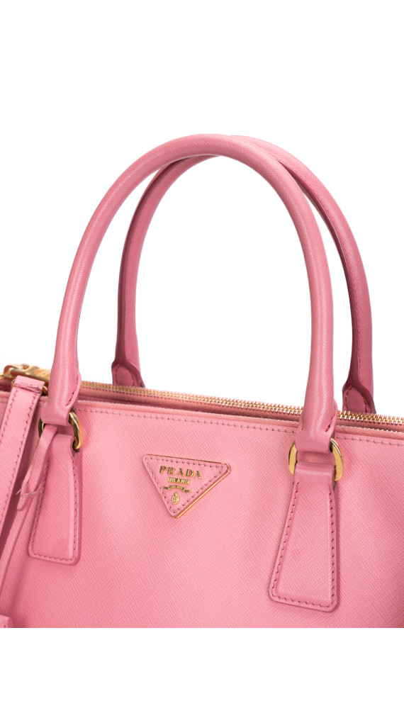 Prada Saffiano Lux Tote Bag i rosa skinn