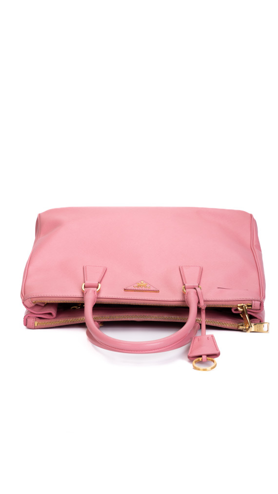 Prada Saffiano Lux Tote Bag i rosa skinn